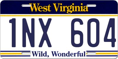 WV license plate 1NX604