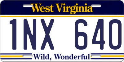 WV license plate 1NX640