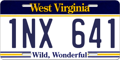 WV license plate 1NX641