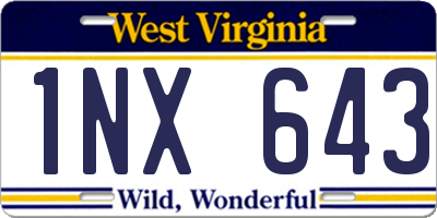 WV license plate 1NX643