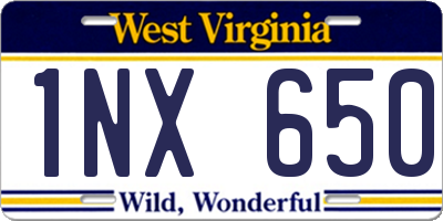 WV license plate 1NX650