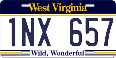 WV license plate 1NX657