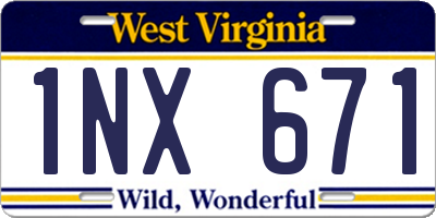 WV license plate 1NX671