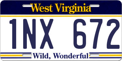 WV license plate 1NX672