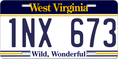 WV license plate 1NX673