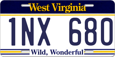 WV license plate 1NX680