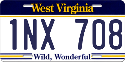 WV license plate 1NX708