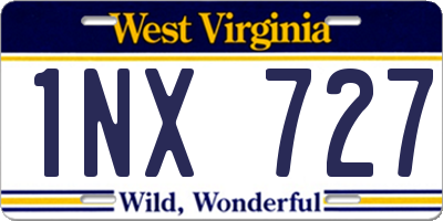 WV license plate 1NX727