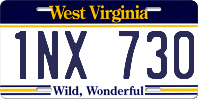WV license plate 1NX730
