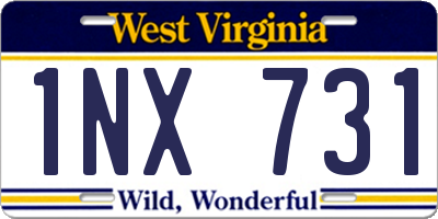 WV license plate 1NX731