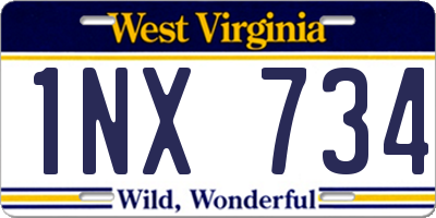 WV license plate 1NX734