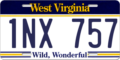 WV license plate 1NX757