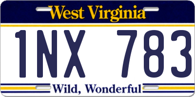 WV license plate 1NX783