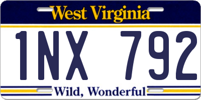 WV license plate 1NX792