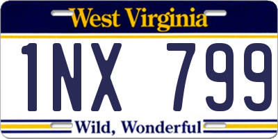 WV license plate 1NX799