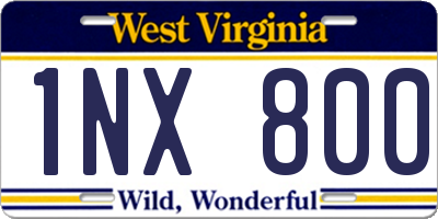WV license plate 1NX800