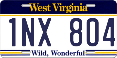 WV license plate 1NX804
