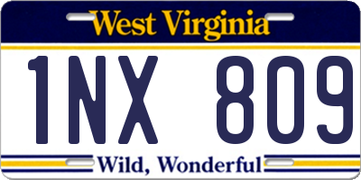 WV license plate 1NX809