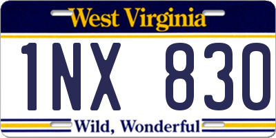 WV license plate 1NX830