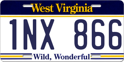WV license plate 1NX866