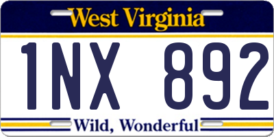WV license plate 1NX892