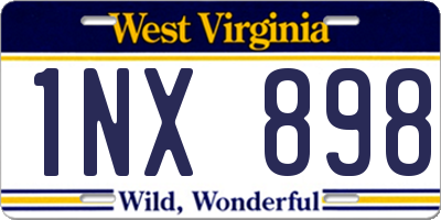 WV license plate 1NX898