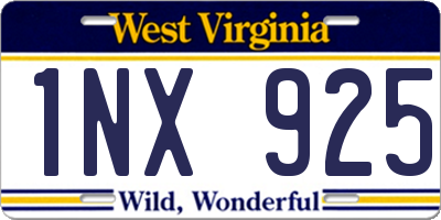 WV license plate 1NX925
