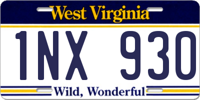 WV license plate 1NX930