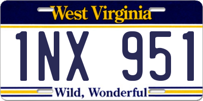 WV license plate 1NX951
