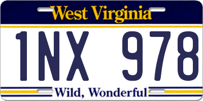 WV license plate 1NX978