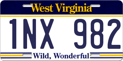 WV license plate 1NX982