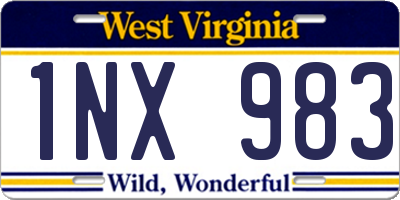 WV license plate 1NX983