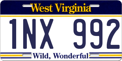 WV license plate 1NX992