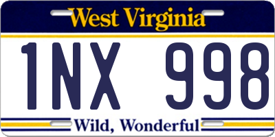WV license plate 1NX998