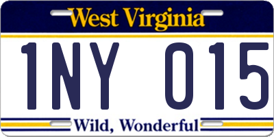 WV license plate 1NY015