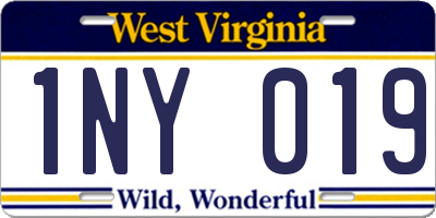 WV license plate 1NY019