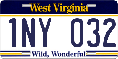 WV license plate 1NY032