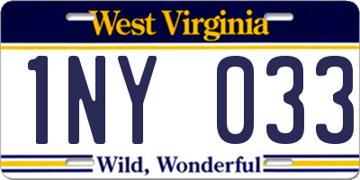 WV license plate 1NY033