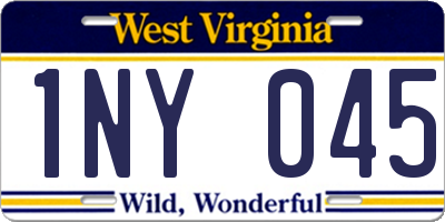 WV license plate 1NY045