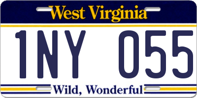 WV license plate 1NY055