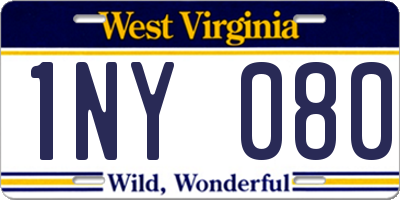 WV license plate 1NY080