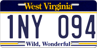 WV license plate 1NY094