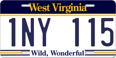 WV license plate 1NY115