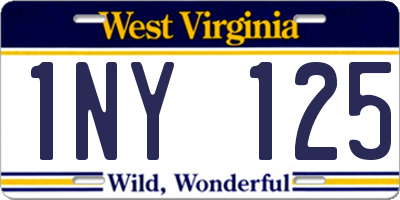 WV license plate 1NY125