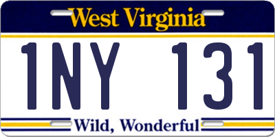 WV license plate 1NY131
