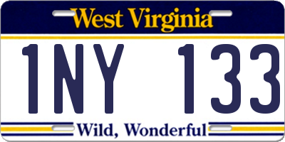 WV license plate 1NY133