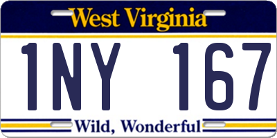 WV license plate 1NY167