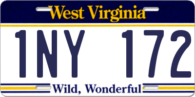 WV license plate 1NY172