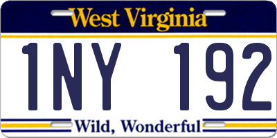 WV license plate 1NY192