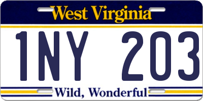 WV license plate 1NY203